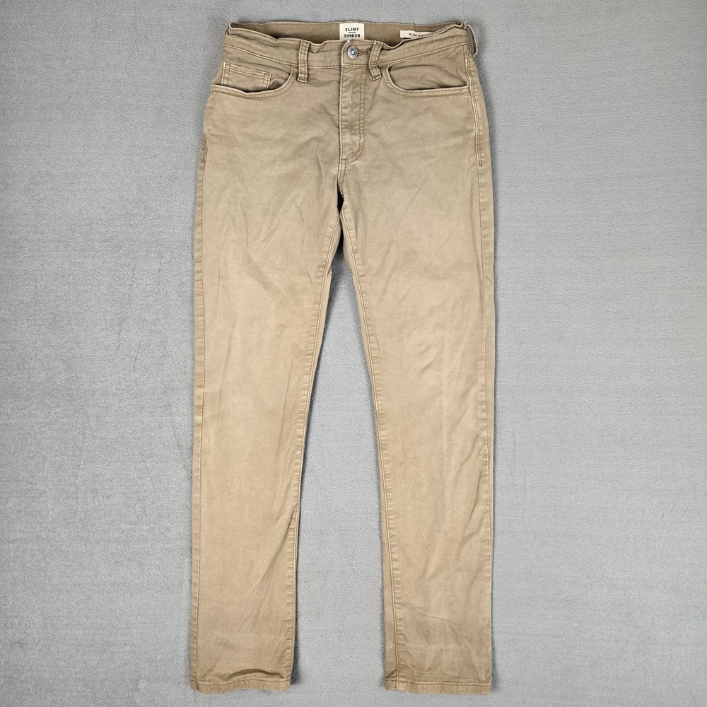 Flint and Tinder Mens 28x30 Straight Fit Twill 365 Chinos Pants‎ Brown *READ